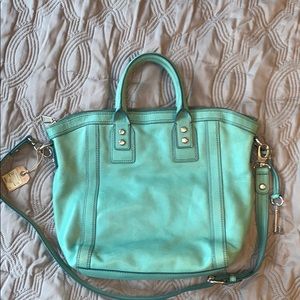 Fossil Marlow Shopper Aqua Leather Bag